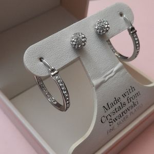 Sofia James NY Swarovski Pave Silver Plated Earrings